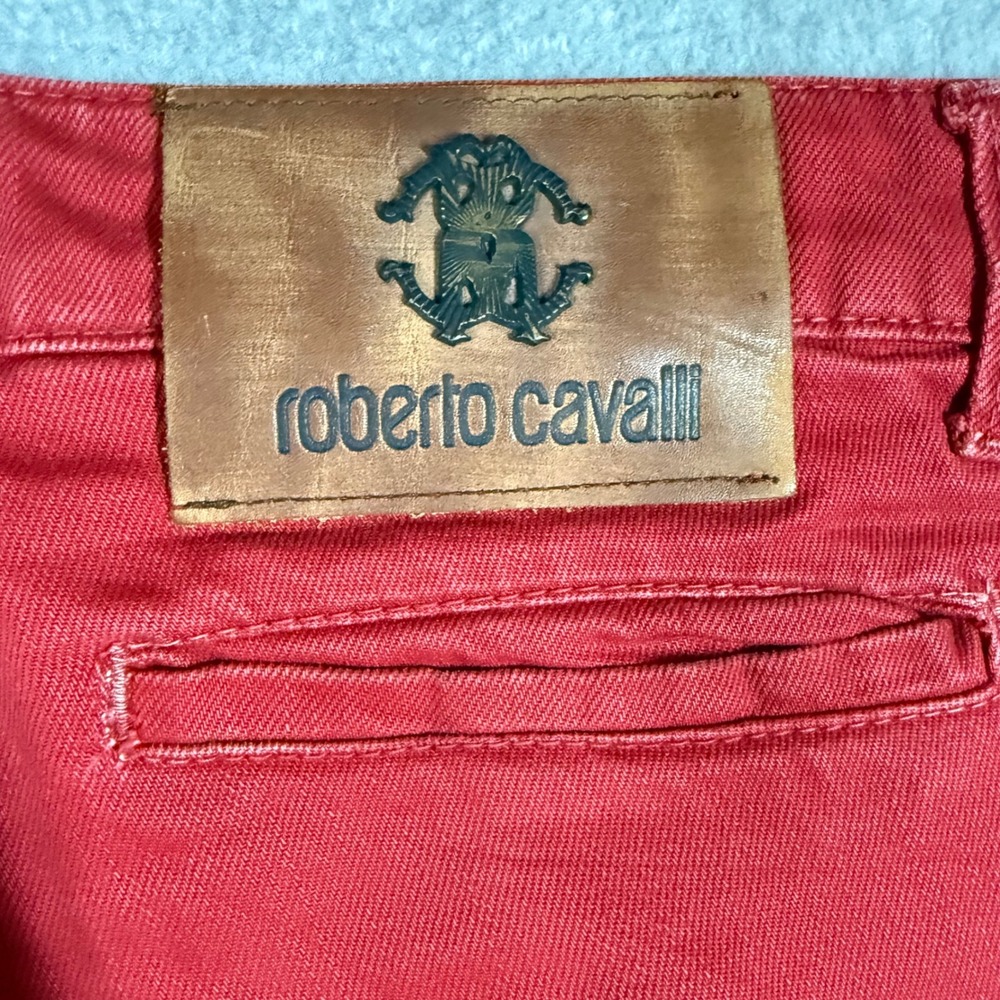 Roberto Cavalli Mens Vintage Straight Leg Pants Red Button Fly Size 31x34 Italy - Picture 10 of 14